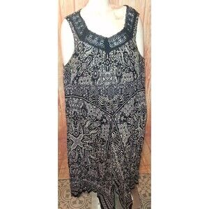 Bila Multicolor Geometric Sleeveless Vneck Asymmetrical Hem Long Dress Sz XL